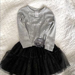 Holiday Sparkle Tutu Dress with Flower